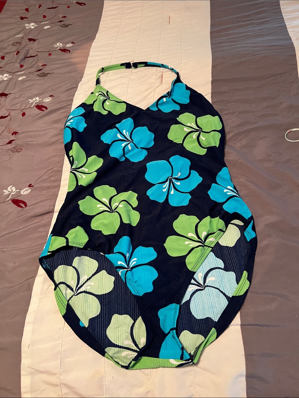 Catalina Navy One-Piece Swimsuit with Blue & Green Floral Print